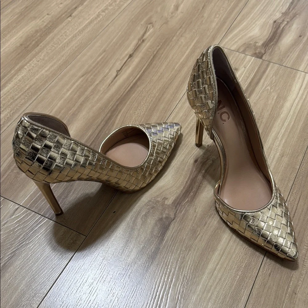 INC International Concepts Women's Gold Woven Heels
